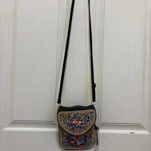 COCO + CARMEN Women's Artisan Beaded Crossbody Bag w/ Black Multi color Design